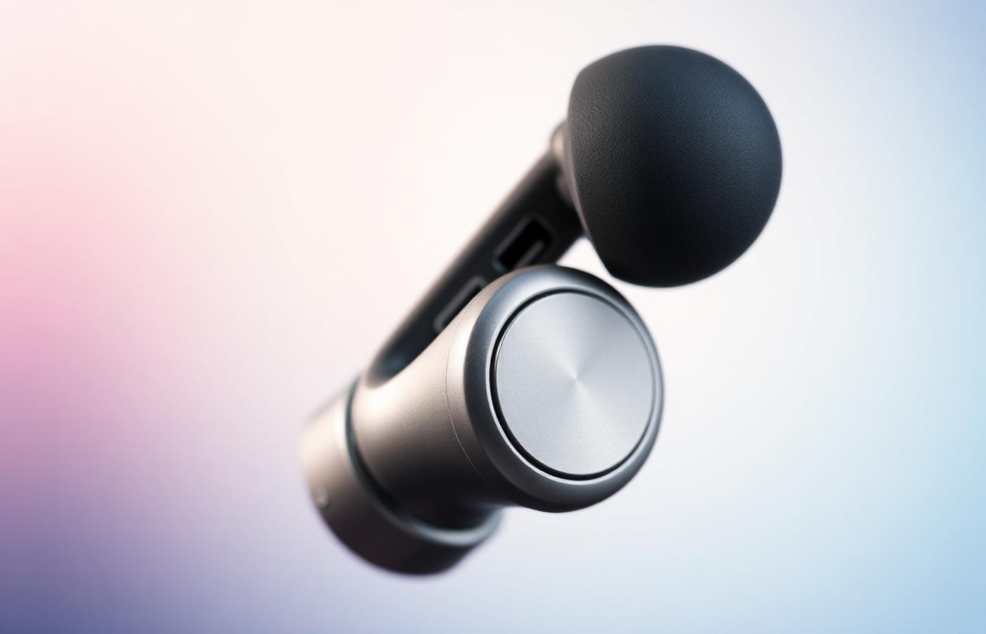 Dettaglio macro degli auricolari wireless TVE Easy Audio